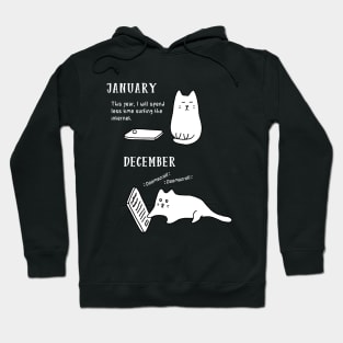 Doomscrolling Cat - New Year’s Resolution (Black) Hoodie